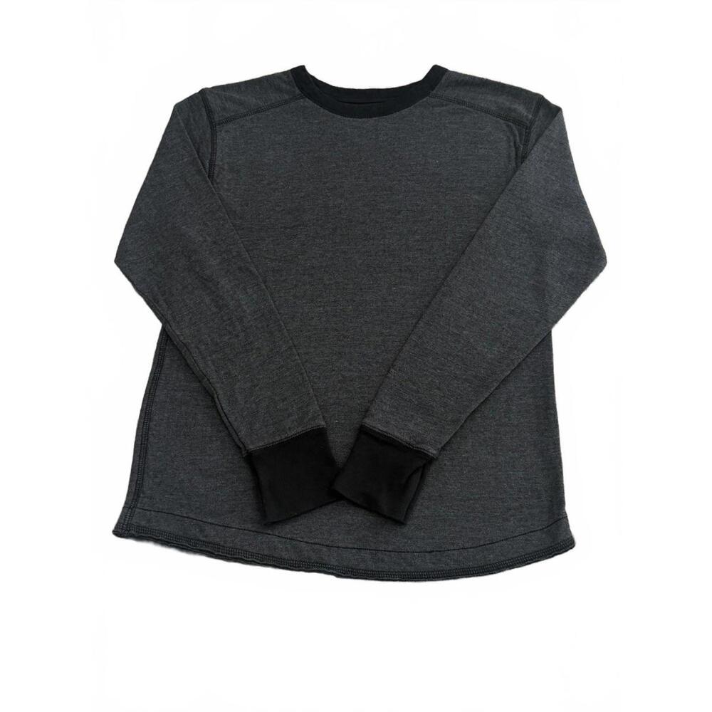J. Williams Basics Charcoal Grey L/S Crewneck Shirt with Black Trim Men's Large
